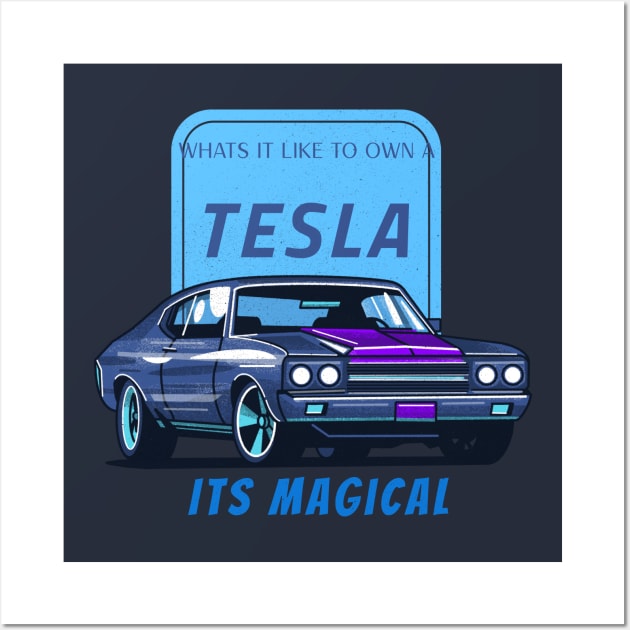 Tesla Car Wall Art by ShumailsUniverse